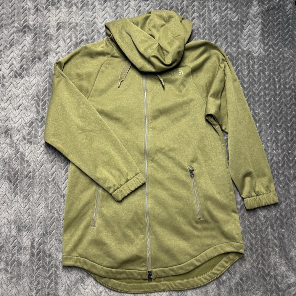 The North Face Full Zip Hoodie M Green Fleece Lined Hooded Jacket (2098)